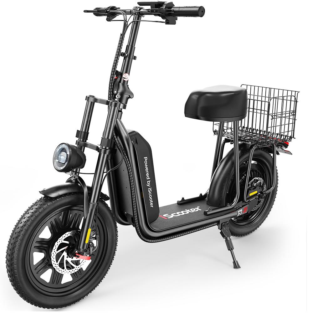 iScooter F7 Universal City Electric Scooter with Rear Basket, 1000W, Top Speed 45km/h, 48V10.4Ah, Disc Brakes, IPX4, 16" Large Wheel Utility E-Scooter