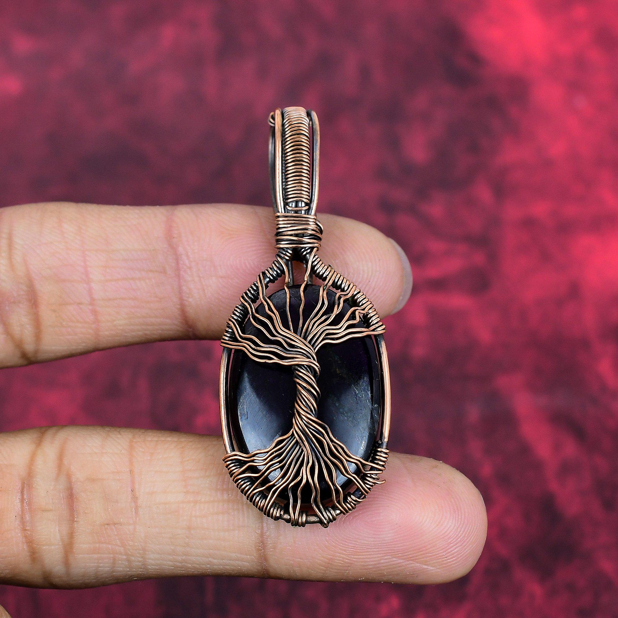 Tree of life sugilite pendant copper wire wrapped pendant dainty gemstone pendant handmade pendant copper wire wrap jewelry gifts for mother